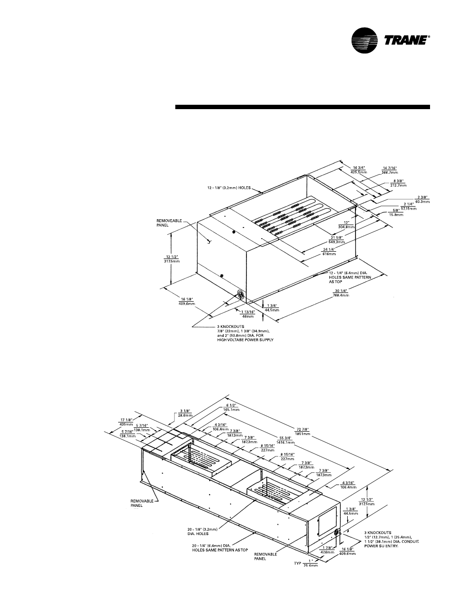 Dimensional data (accessories) | Trane TWE200B User Manual | Page 51 / 56