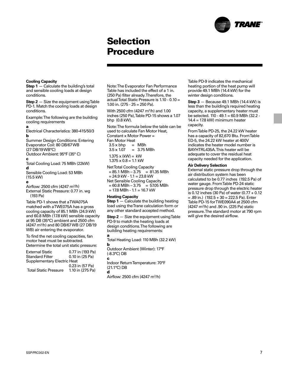 Selection procedure | Trane TWE200B User Manual | Page 7 / 56