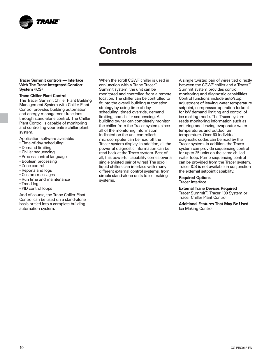 Controls | Trane CGWF User Manual | Page 10 / 40