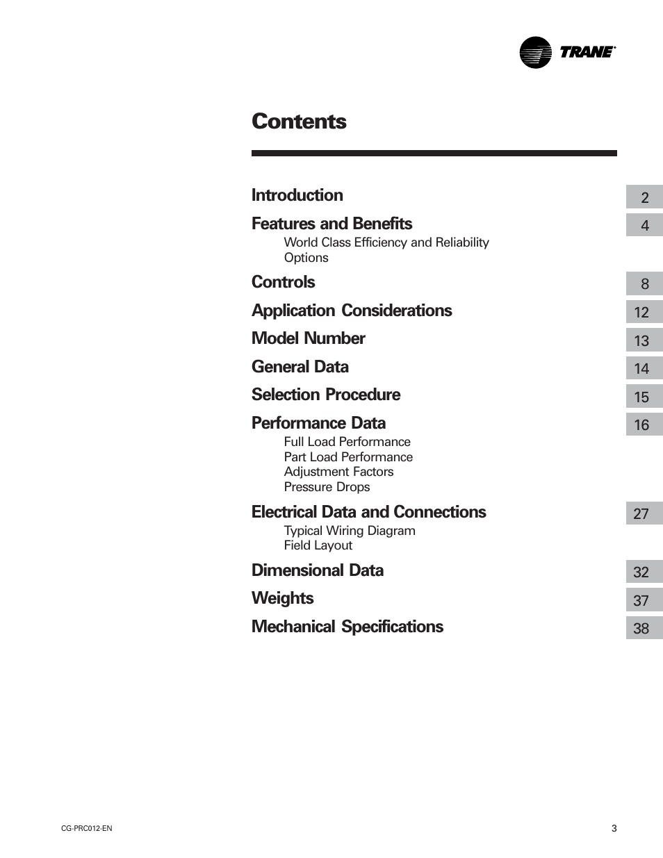 Trane CGWF User Manual | Page 3 / 40