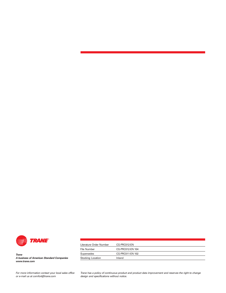 Trane CGWF User Manual | Page 40 / 40