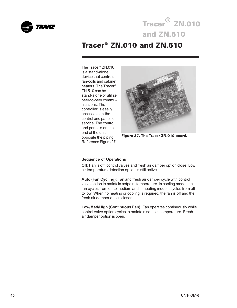 Tracer® zn.010 and zn.510 40, Tracer | Trane LO User Manual | Page 40 / 136