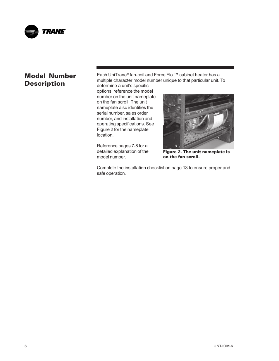 Model number description 6, Model number description | Trane LO User Manual | Page 6 / 136