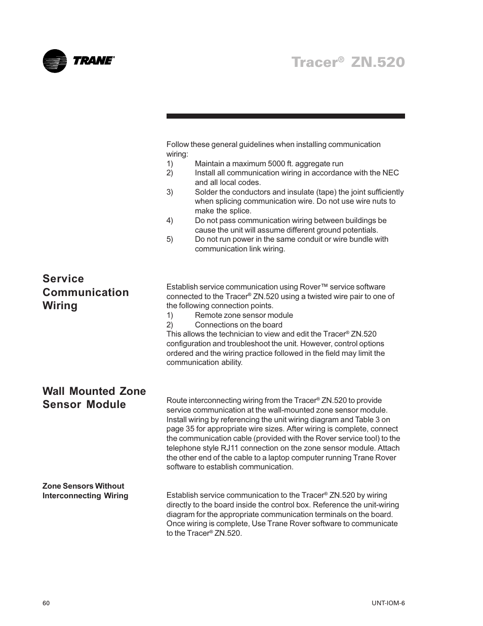 Tracer, Zn.520 | Trane LO User Manual | Page 60 / 136