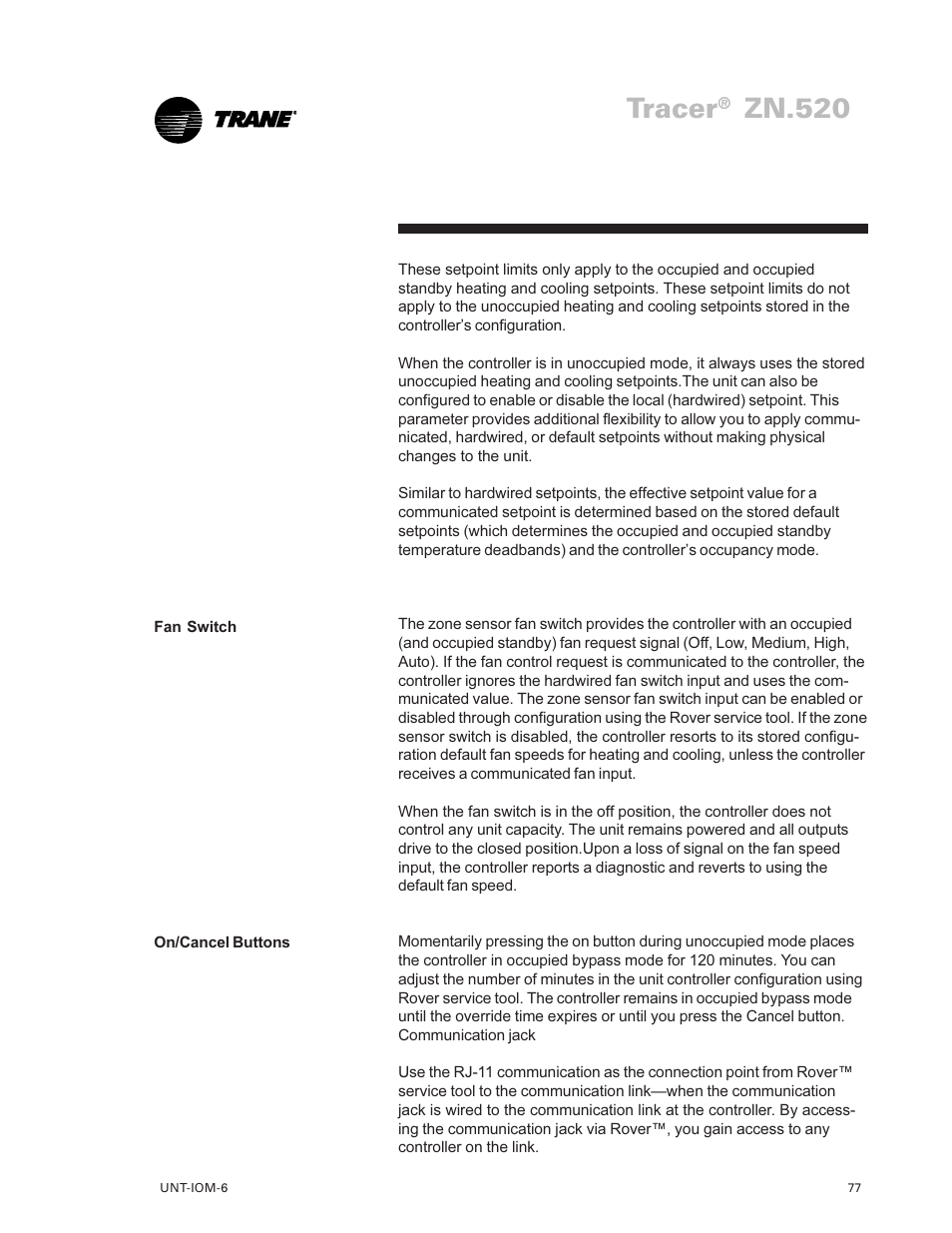 Tracer, Zn.520 | Trane LO User Manual | Page 77 / 136