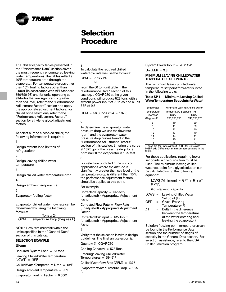 Selection procedure | Trane CG-PRC007-EN User Manual | Page 14 / 52
