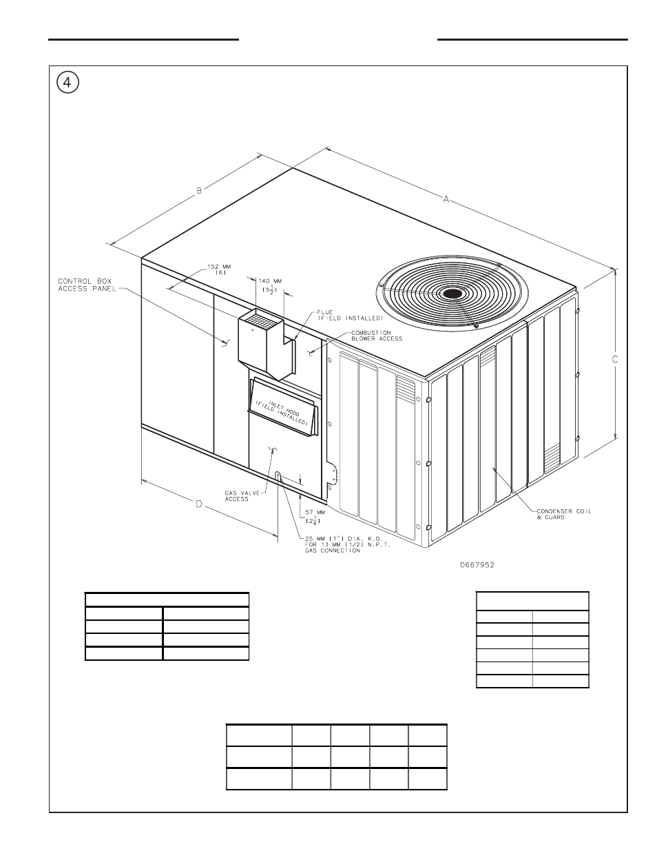 Dimensional data | Trane YCZ036F1/3M0B User Manual | Page 5 / 24