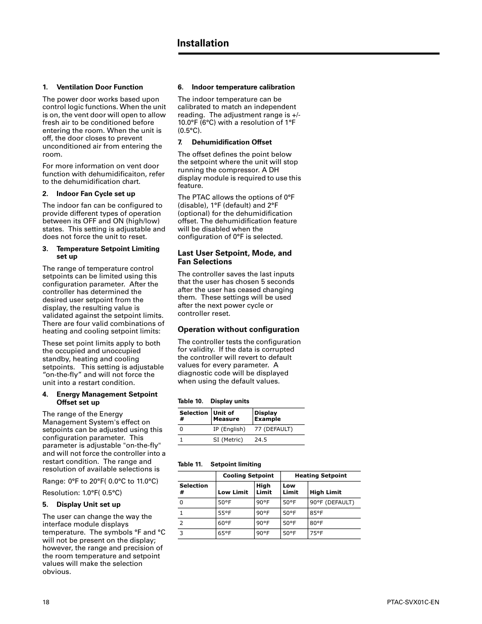 Installation | Trane PTAC-SVX01C-EN User Manual | Page 18 / 52