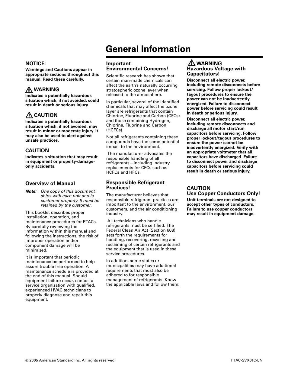 Overview of manual, General information | Trane PTAC-SVX01C-EN User Manual | Page 4 / 52