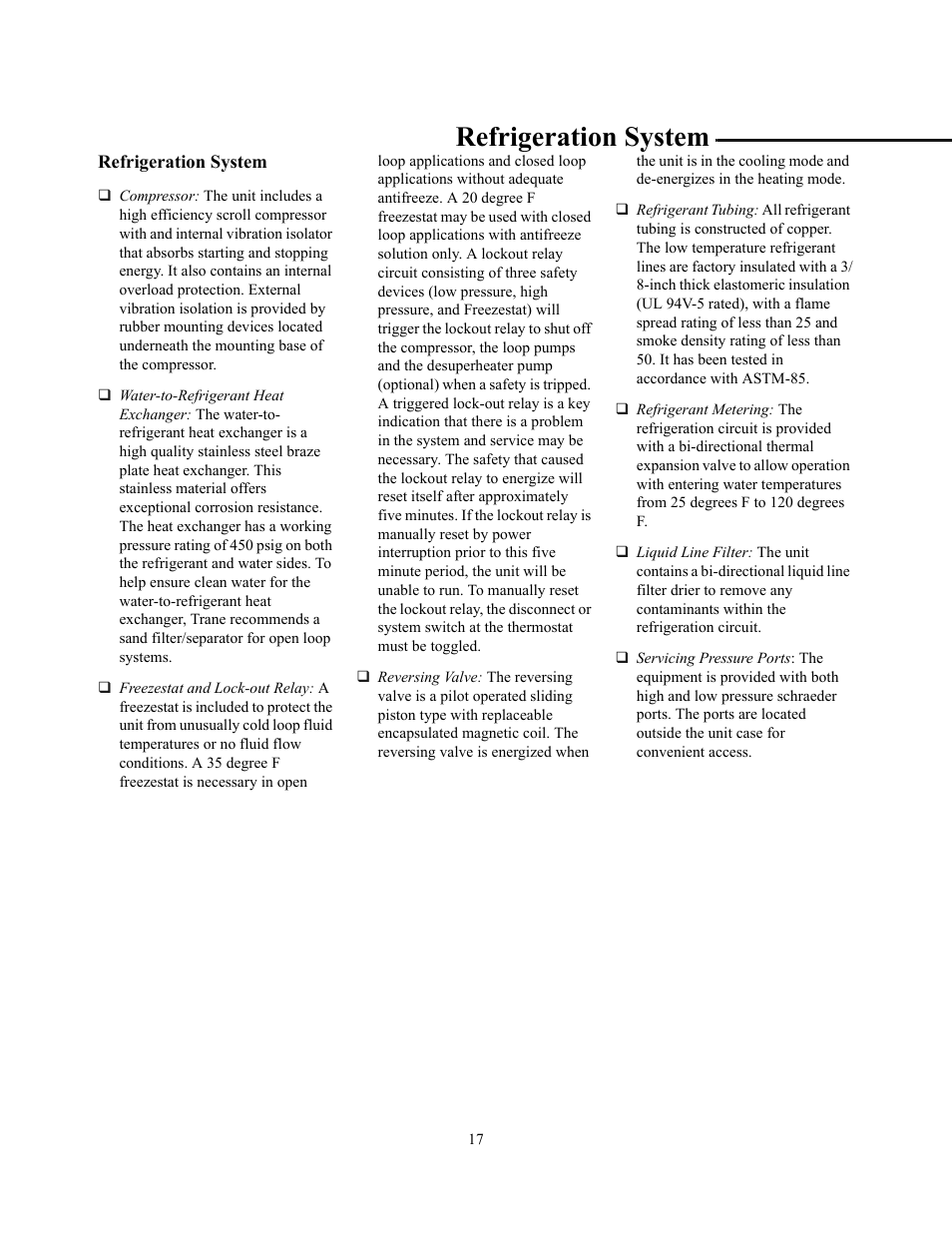 Refrigeration system | Trane GSSD User Manual | Page 17 / 18