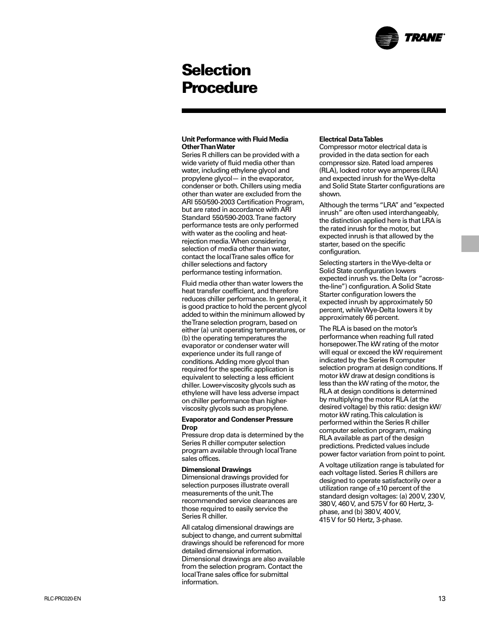 Selection procedure | Trane RTHD User Manual | Page 13 / 32