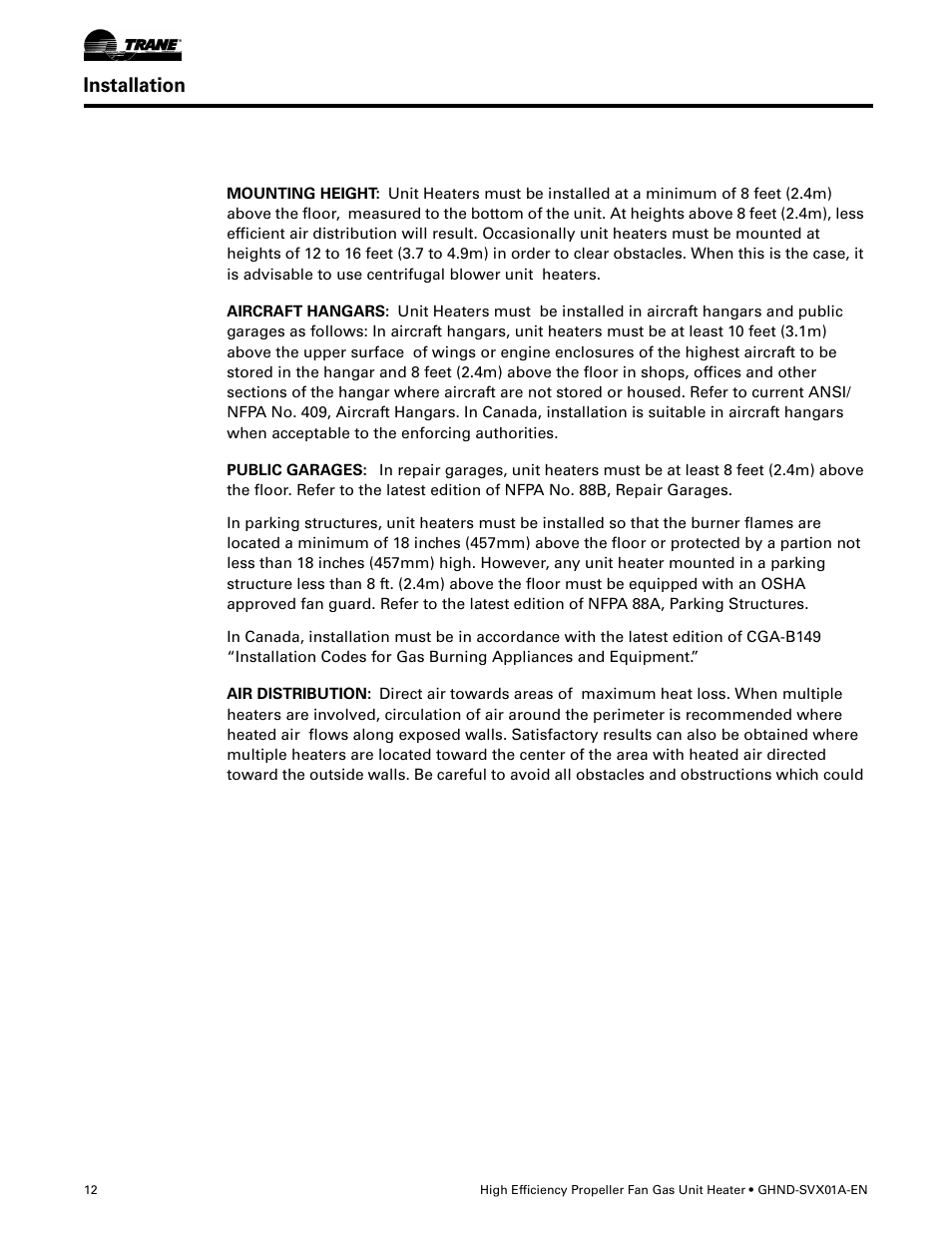 Installation | Trane GHND-SVX01A-EN User Manual | Page 12 / 56