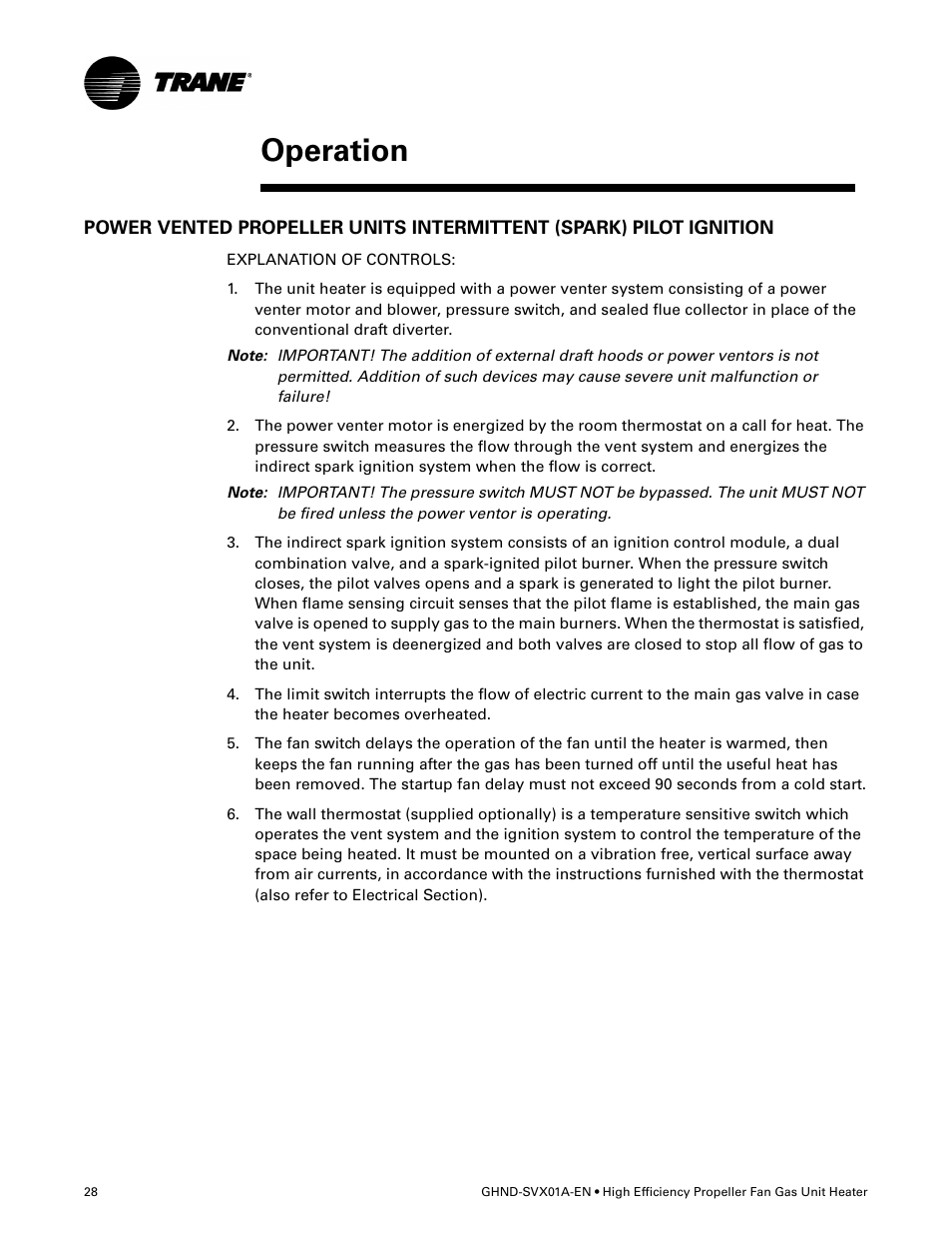 Operation | Trane GHND-SVX01A-EN User Manual | Page 28 / 56