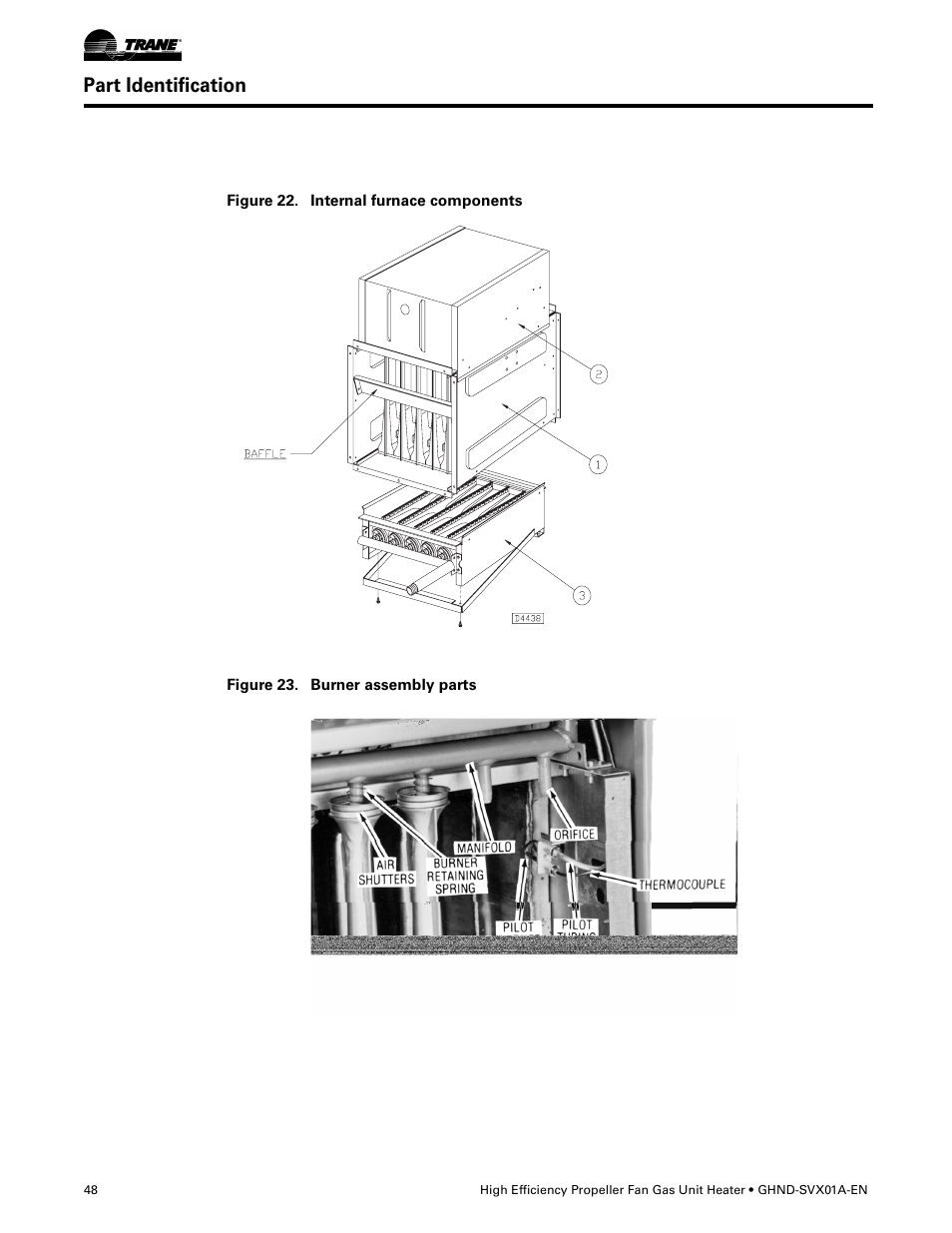 Part identification | Trane GHND-SVX01A-EN User Manual | Page 48 / 56