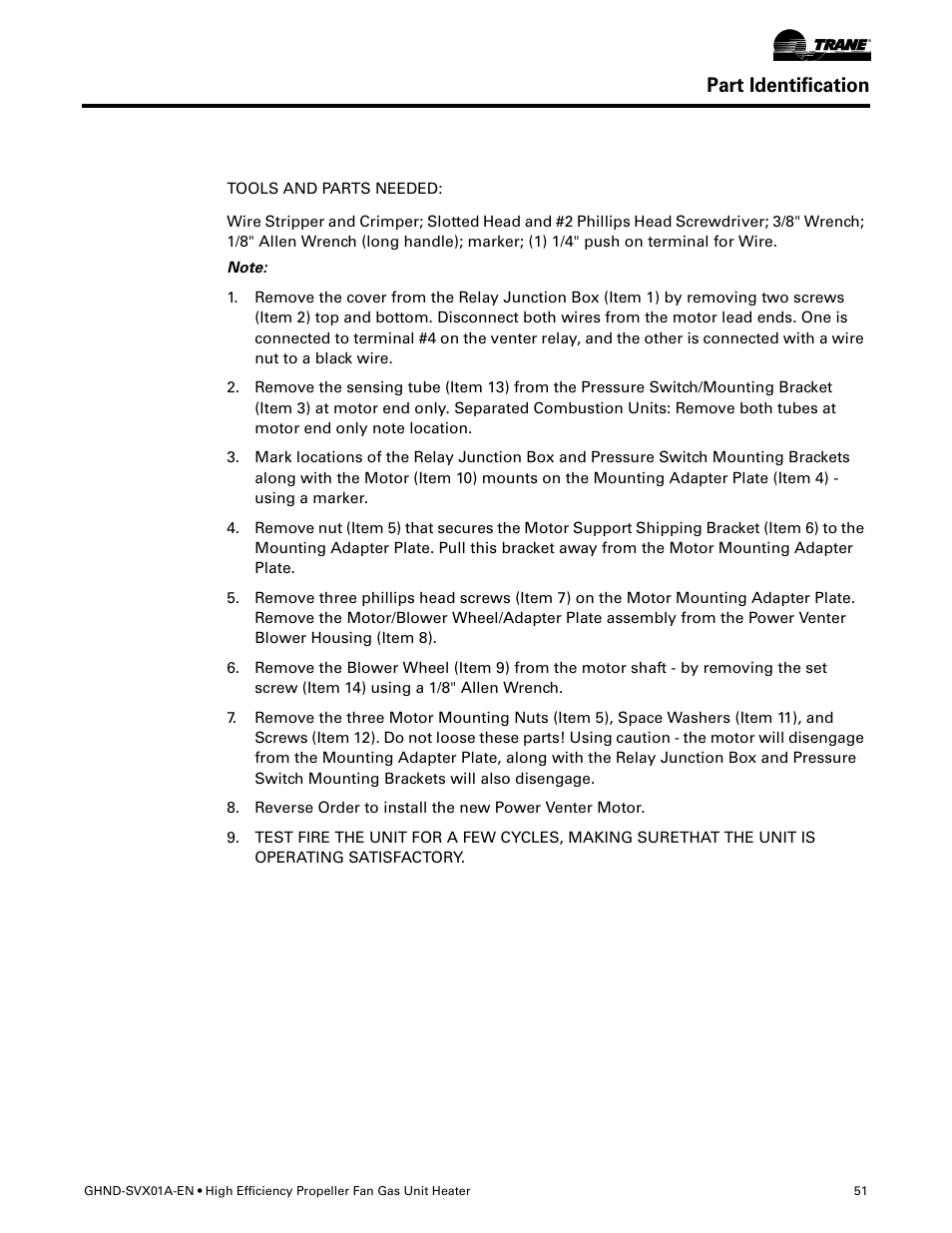 Part identification | Trane GHND-SVX01A-EN User Manual | Page 51 / 56