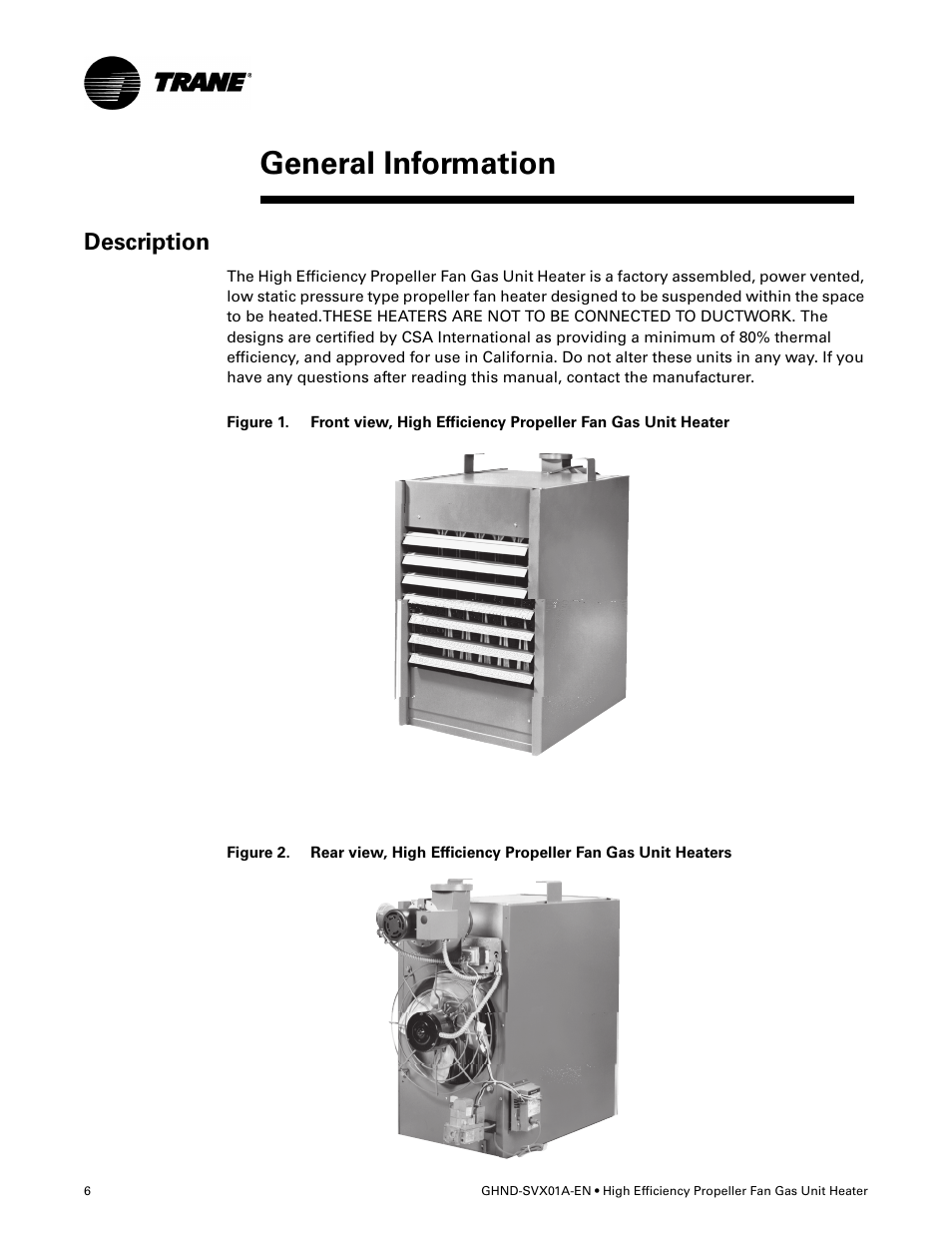 General information, Description | Trane GHND-SVX01A-EN User Manual | Page 6 / 56