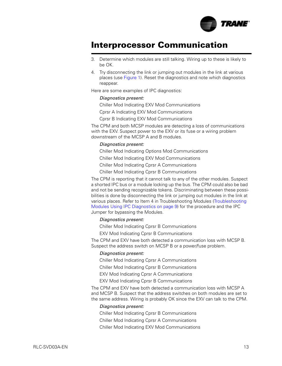 Interprocessor communication | Trane RTWA 70-125 TON User Manual | Page 13 / 88