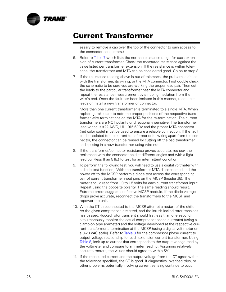 Current transformer | Trane RTWA 70-125 TON User Manual | Page 26 / 88