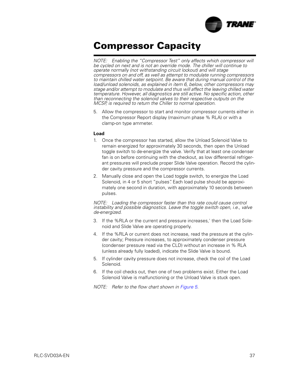 Load, Compressor capacity | Trane RTWA 70-125 TON User Manual | Page 37 / 88