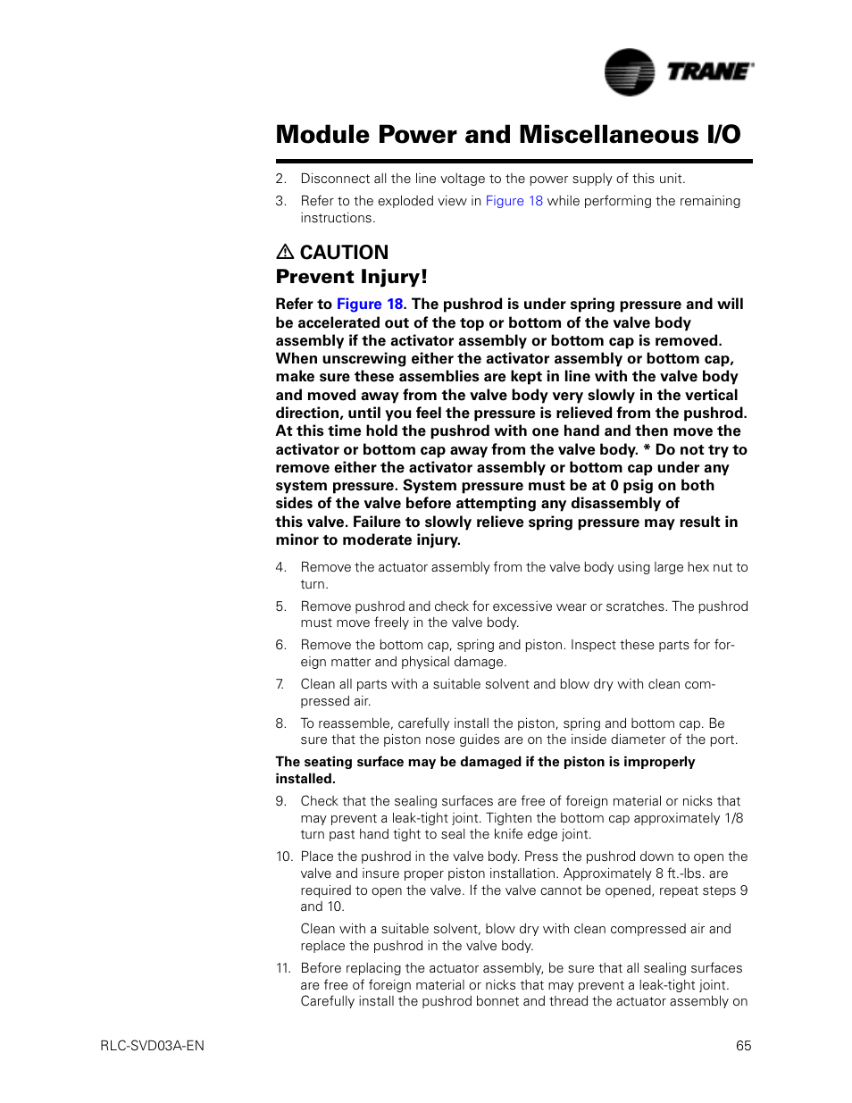 Module power and miscellaneous i/o, Ƽ caution prevent injury | Trane RTWA 70-125 TON User Manual | Page 65 / 88