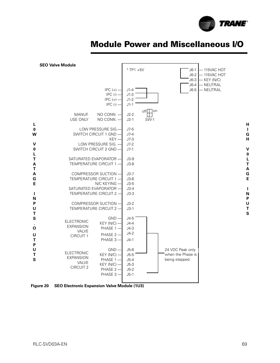 Module power and miscellaneous i/o | Trane RTWA 70-125 TON User Manual | Page 69 / 88