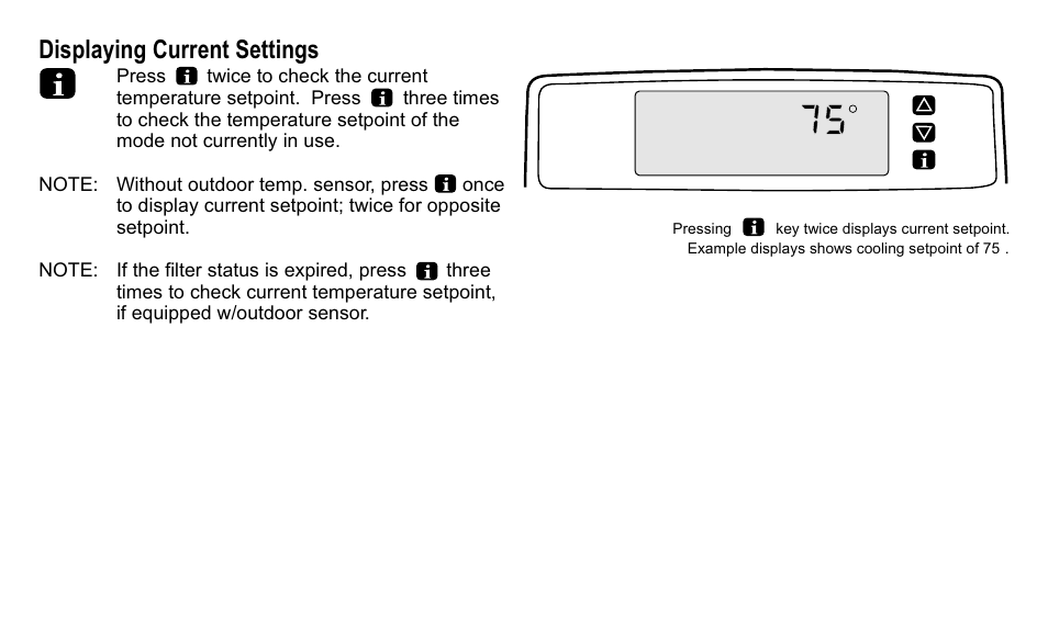 Displaying current settings | Trane XT300C User Manual | Page 24 / 68