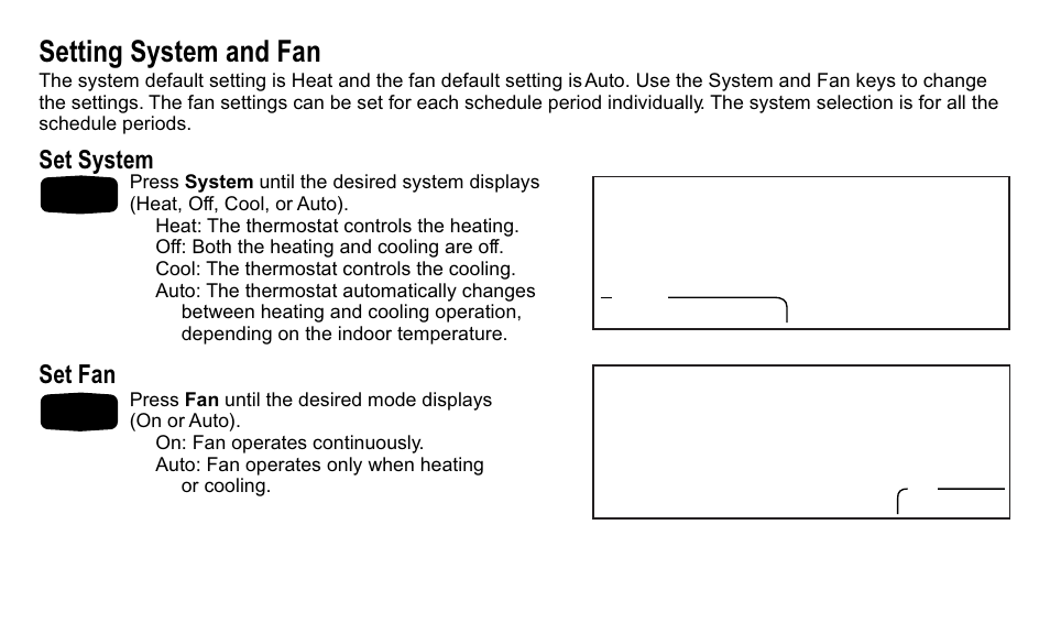 Setting system and fan, Set system, Set fan | Trane XT300C User Manual | Page 31 / 68