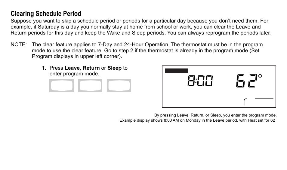 Clearing schedule period | Trane XT300C User Manual | Page 46 / 68