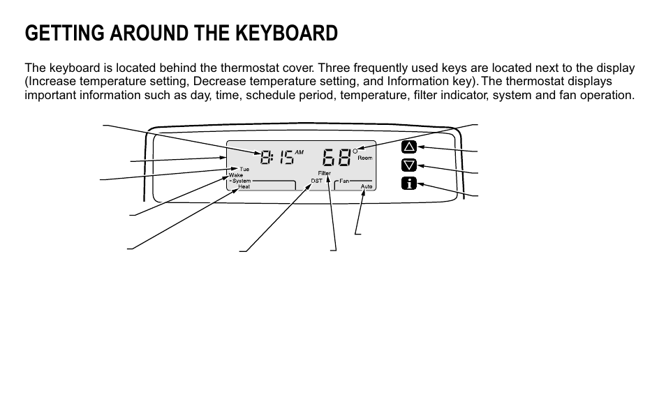 Getting around the keyboard | Trane XT300C User Manual | Page 7 / 68