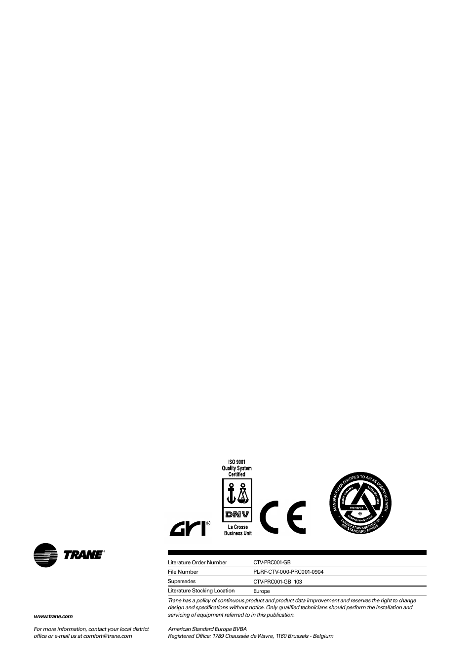 Trane CVGF User Manual | Page 24 / 24