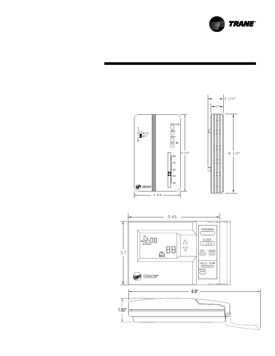 Field installed sensors, Variable air volume, Dimensional data | Variable air volume vav) | Trane RT-PRC007-EN User Manual | Page 37 / 46
