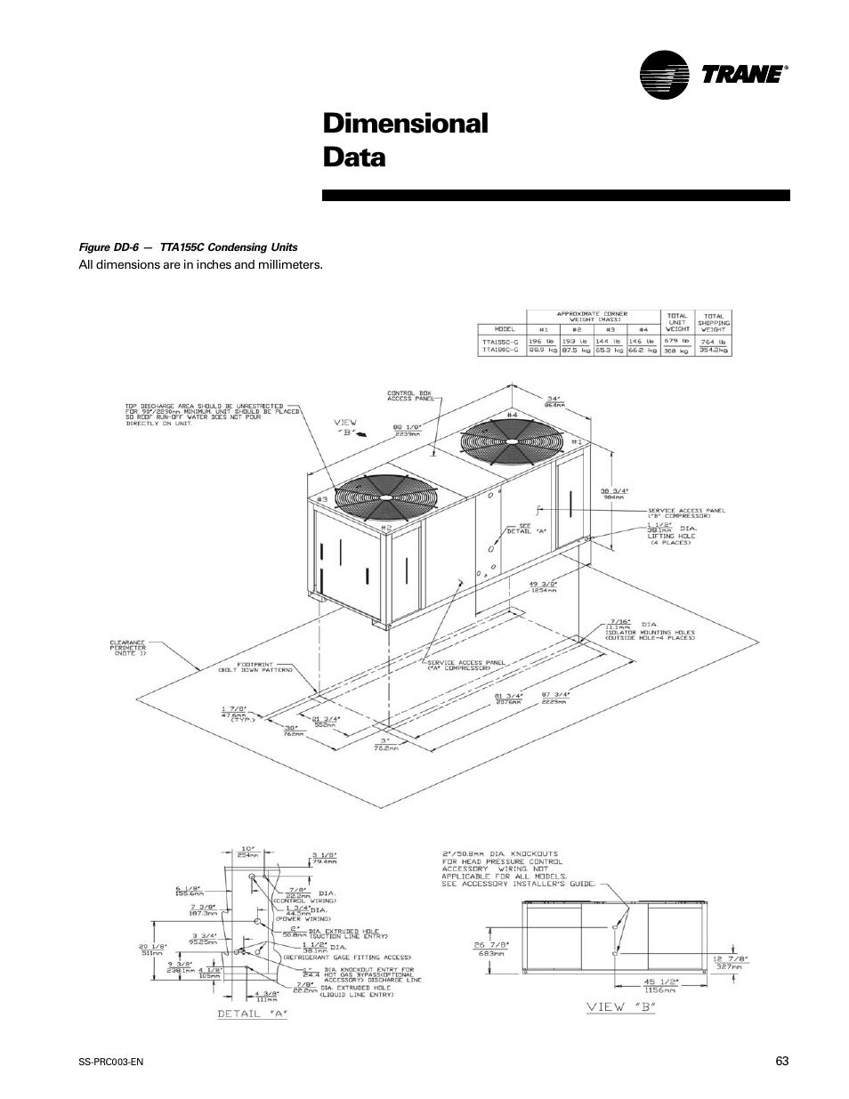 Dimensional data | Trane SS-PRC003-EN User Manual | Page 63 / 79