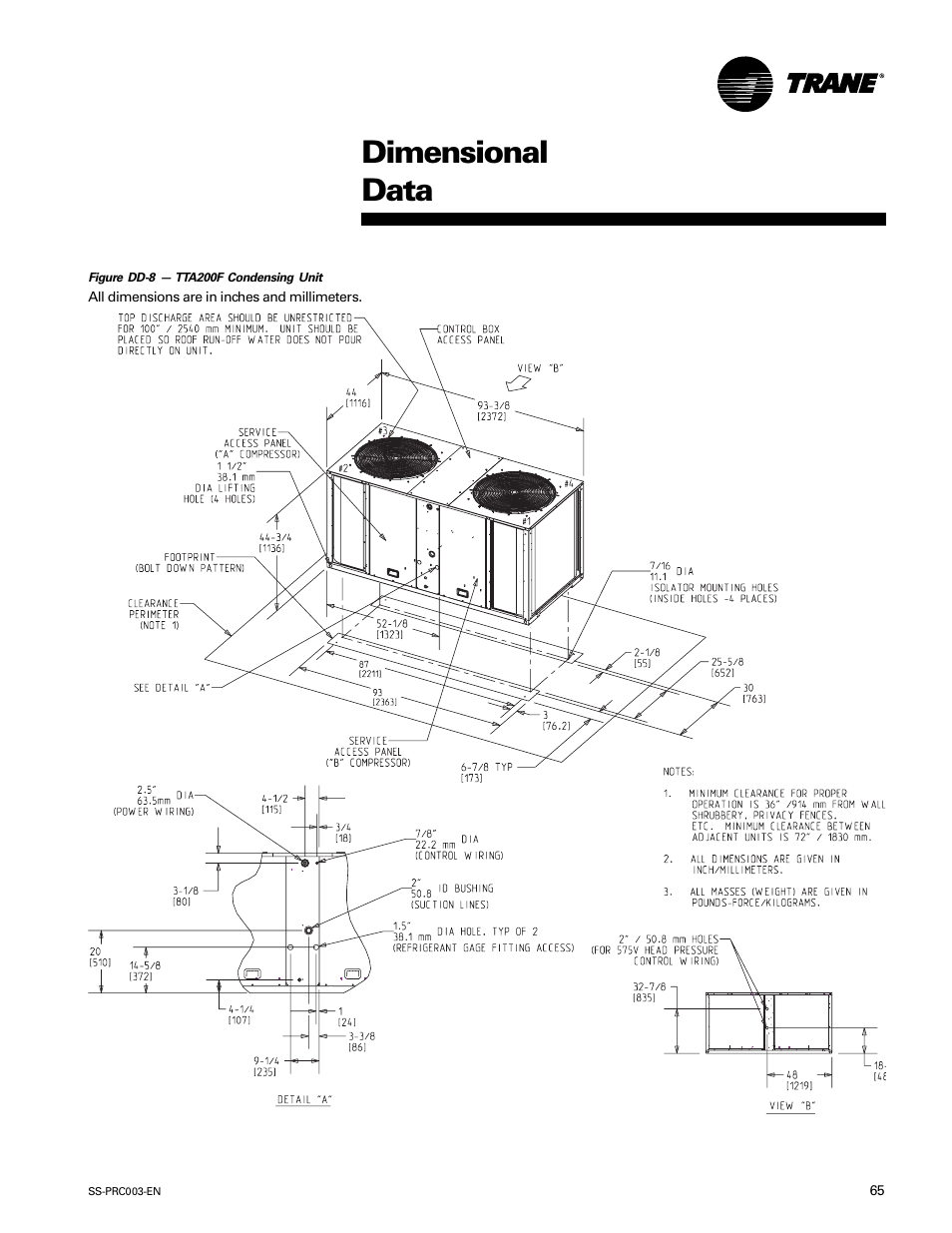 Dimensional data | Trane SS-PRC003-EN User Manual | Page 65 / 79