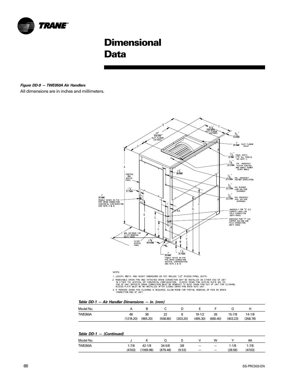 Dimensional data | Trane SS-PRC003-EN User Manual | Page 66 / 79