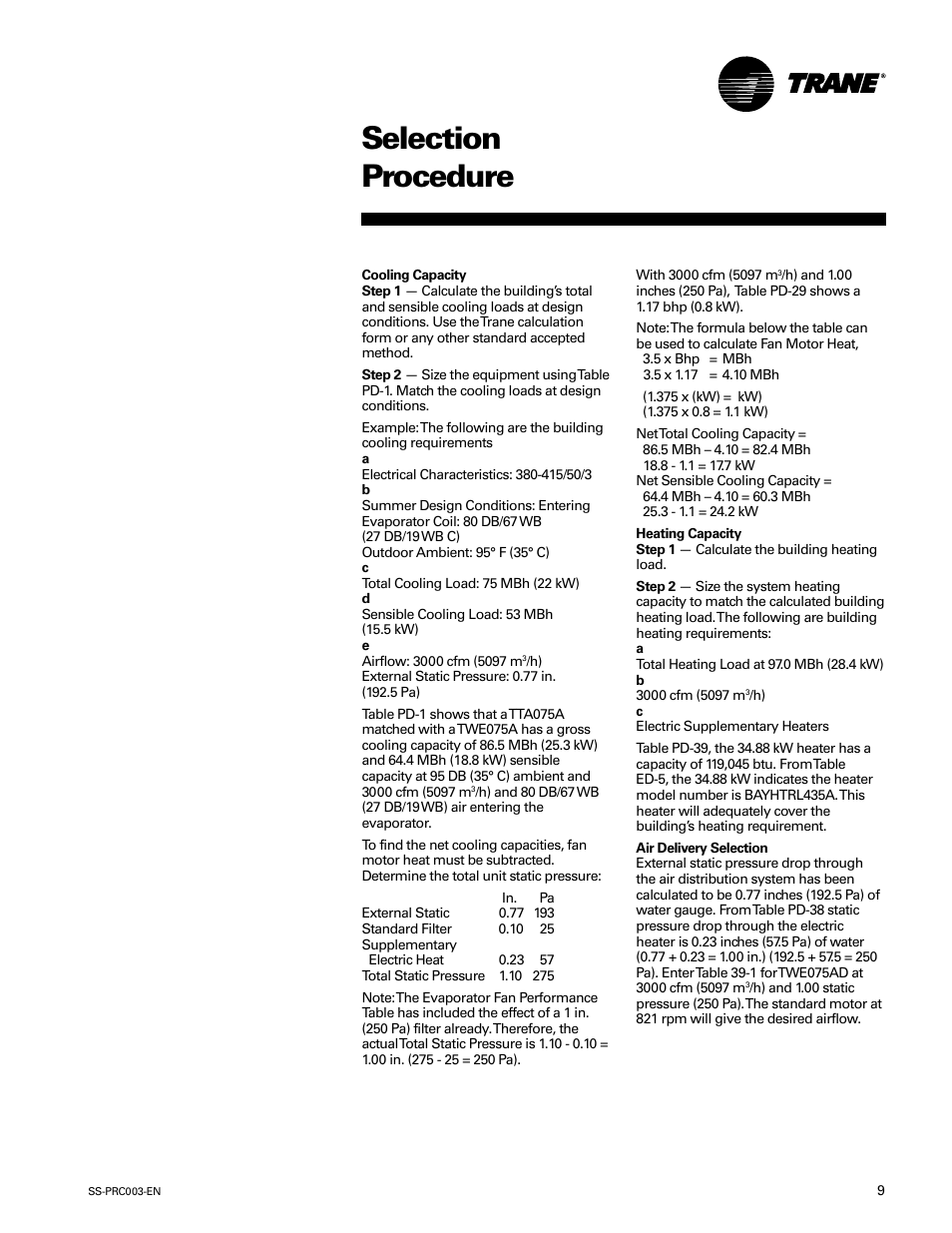 Selection procedure | Trane SS-PRC003-EN User Manual | Page 9 / 79