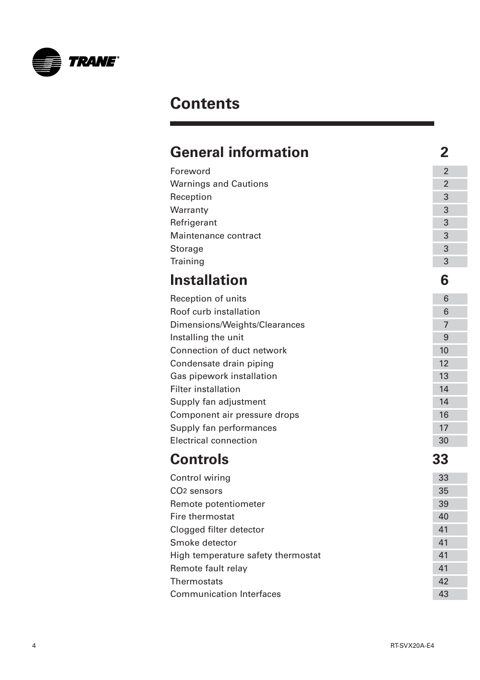 Trane Voyager 1 Rooftop Unit TSD User Manual | Page 4 / 68
