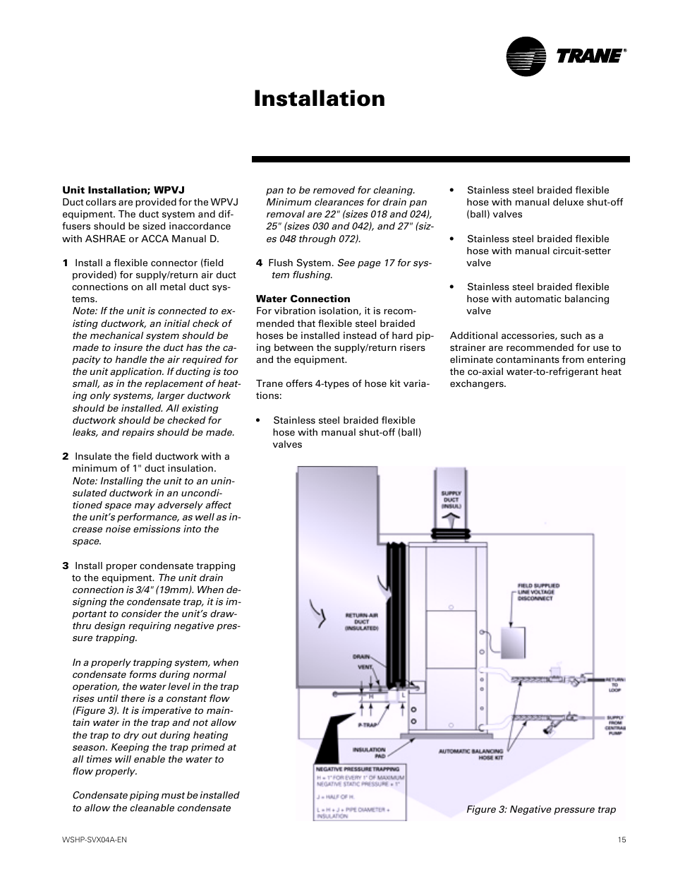Installation | Trane WPVJ User Manual | Page 15 / 39