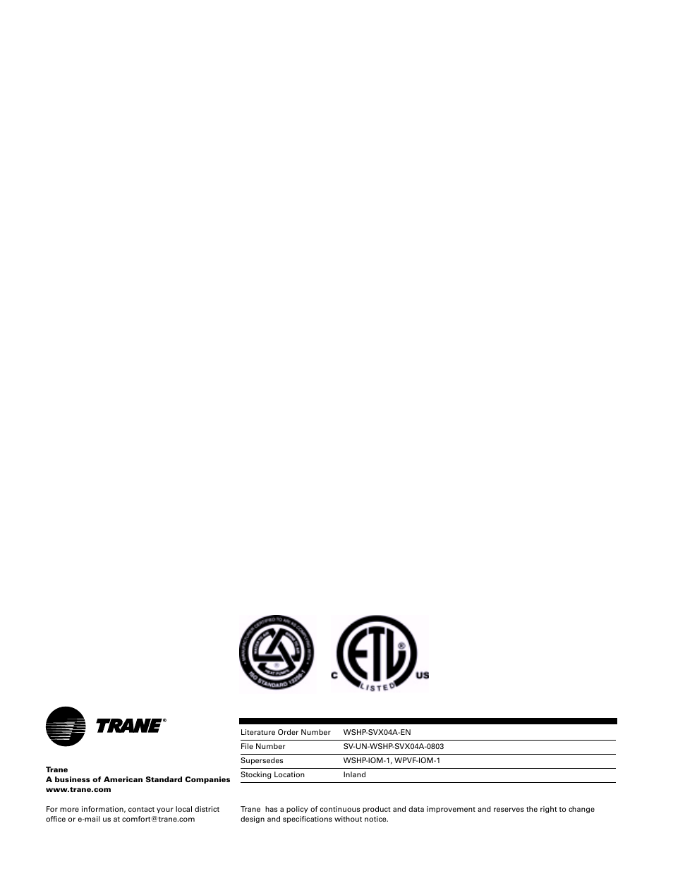 Trane WPVJ User Manual | Page 39 / 39