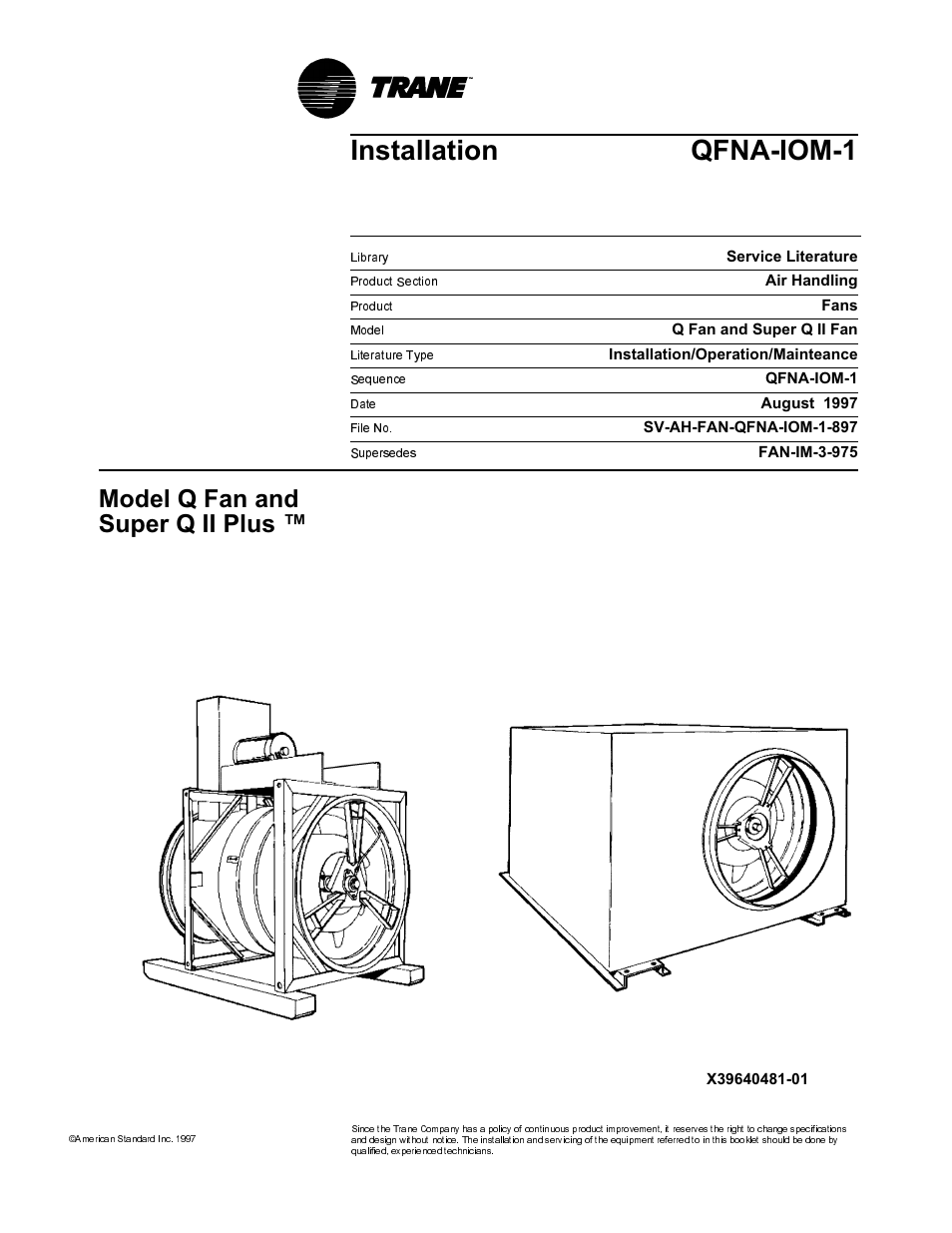Trane QFNA-IOM-1 User Manual | 30 pages
