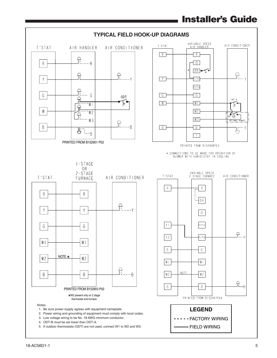 Typical field hook-up diagrams, Installer’s guide | Trane 2TTB3 User Manual | Page 5 / 8