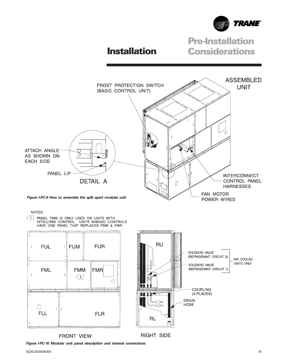 Pre-installation considerations installation | Trane IntelliPak SCWG 020 User Manual | Page 15 / 124