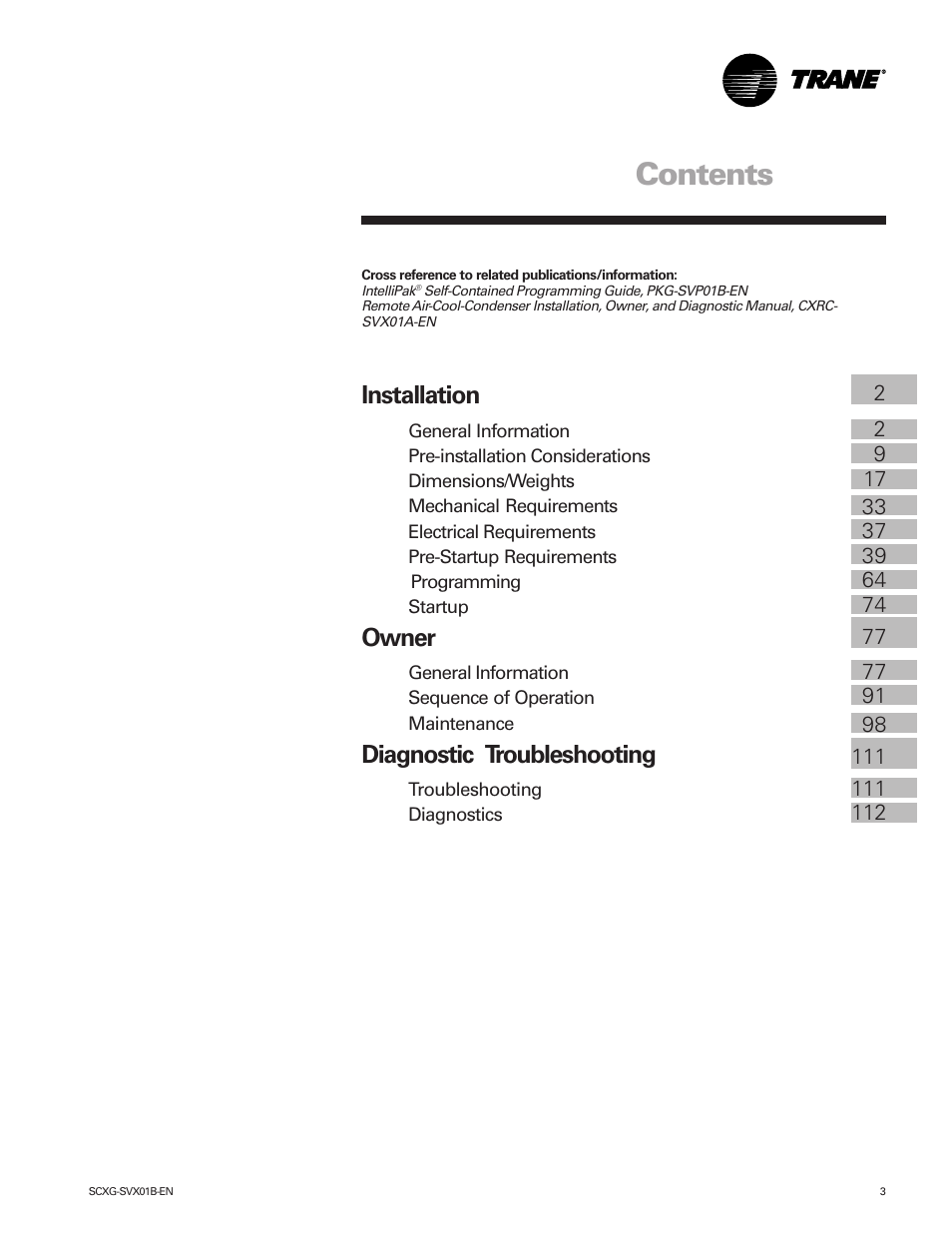 Trane IntelliPak SCWG 020 User Manual | Page 3 / 124