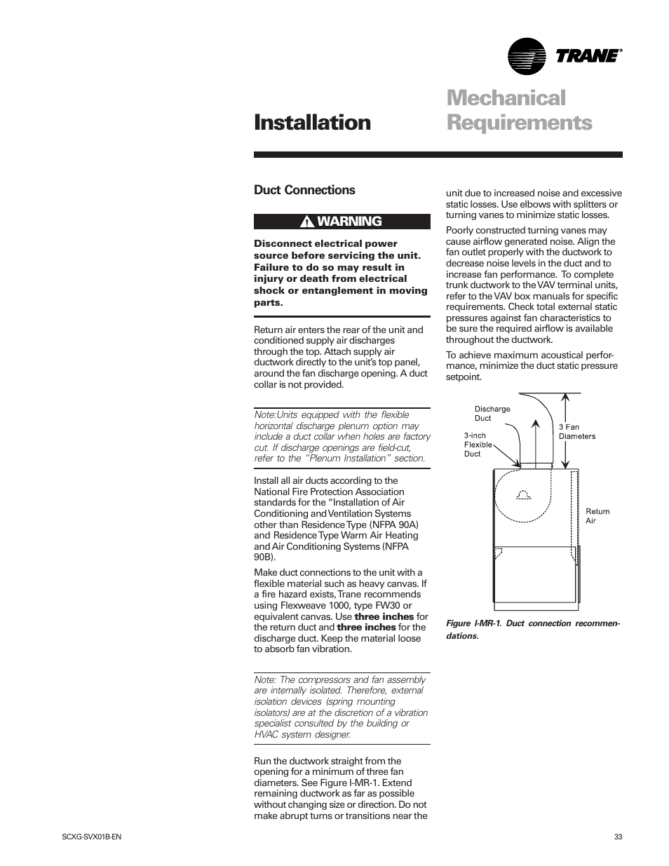 Mechanical requirements, Installation | Trane IntelliPak SCWG 020 User Manual | Page 33 / 124