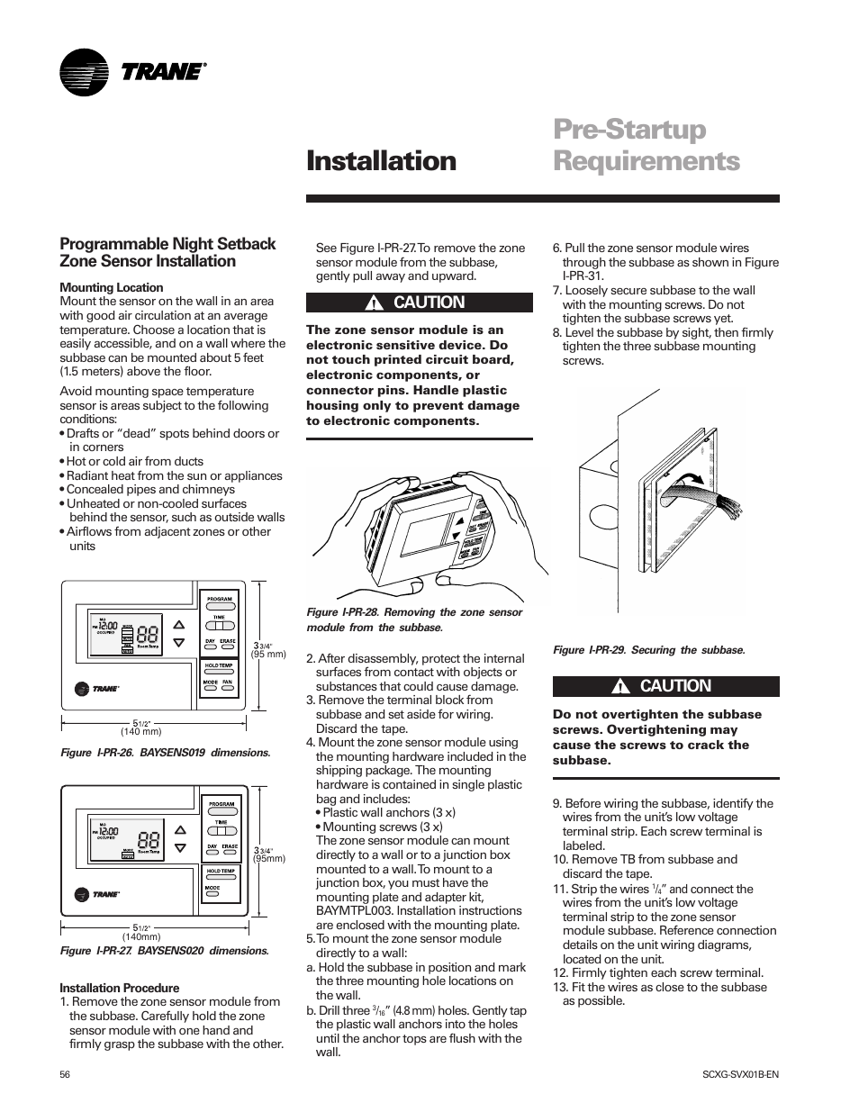 Pre-startup requirements, Installation | Trane IntelliPak SCWG 020 User Manual | Page 56 / 124