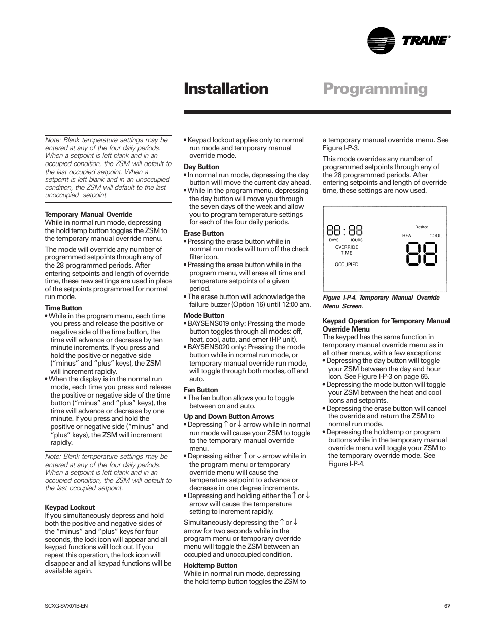 Programming installation | Trane IntelliPak SCWG 020 User Manual | Page 67 / 124