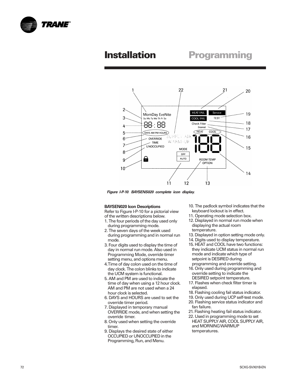 Programming installation | Trane IntelliPak SCWG 020 User Manual | Page 72 / 124