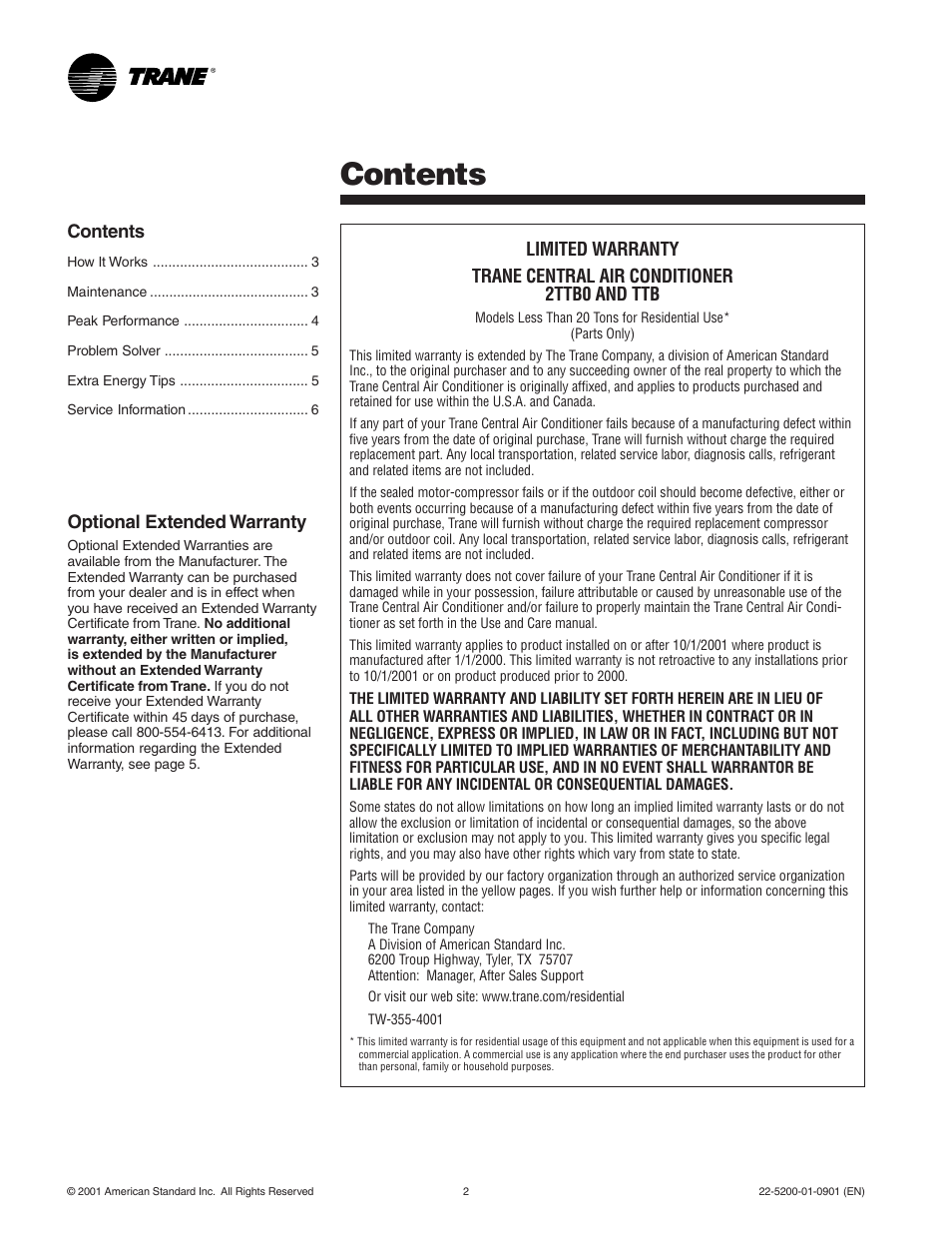 Trane 22-5200-01-0901 (EN) User Manual | Page 2 / 6