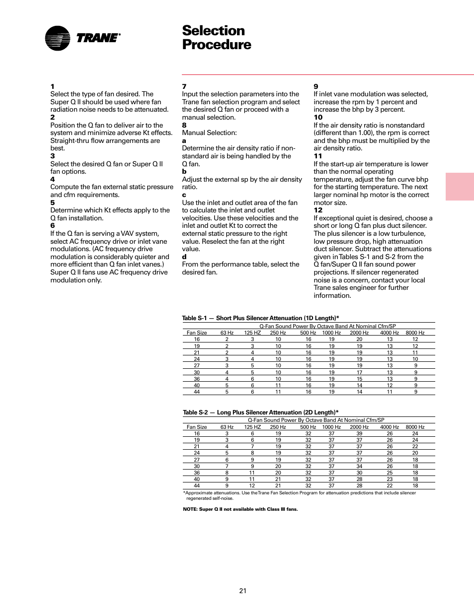Selection procedure | Trane Fan User Manual | Page 21 / 56