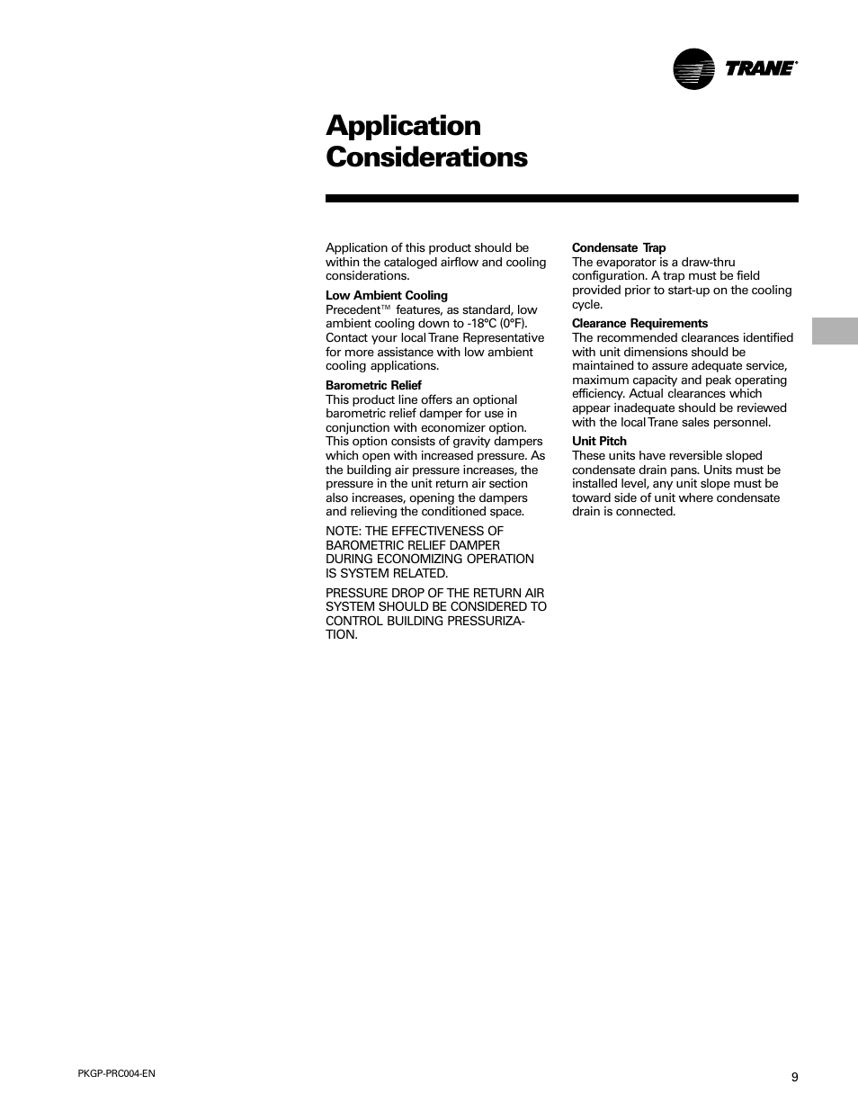 Application considerations | Trane WSC060-120 User Manual | Page 9 / 52