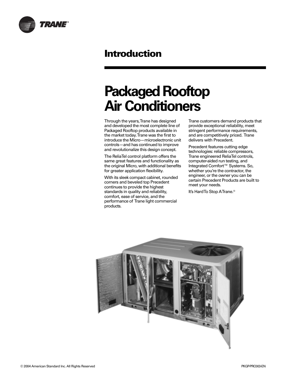 Introduction, Packaged rooftop air conditioners | Trane PKGP-PRC003-EN User Manual | Page 2 / 56